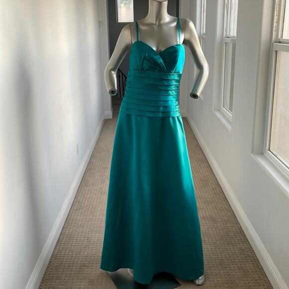 DaVinci Strapless Special Occasion Maxi Dress Teal Size 12 BNWT - Picture 1 of 15